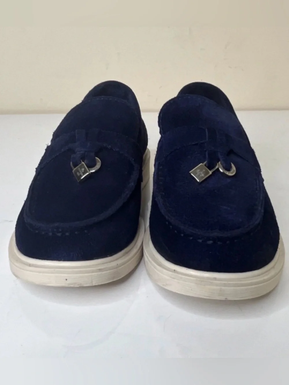 Loro Piana Boys Navy Suede Slip-On Loafers with Metal Bit Size EU 30 US 12.5 -13